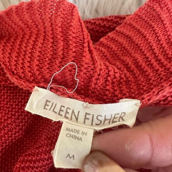 Eileen Fisher Y2K Open Cardigan Sweater Vest 100% Linen Rust Orange M - Picture 8 of 9